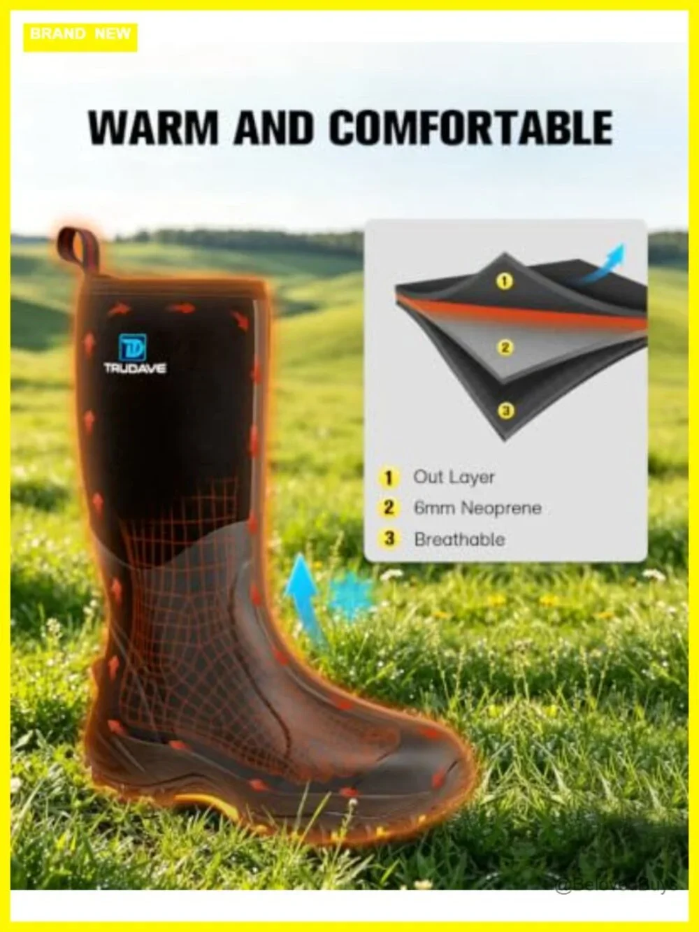 Waterproof Insulated Rubber Boots with Steel Shank Anti-Slip Hunting Work